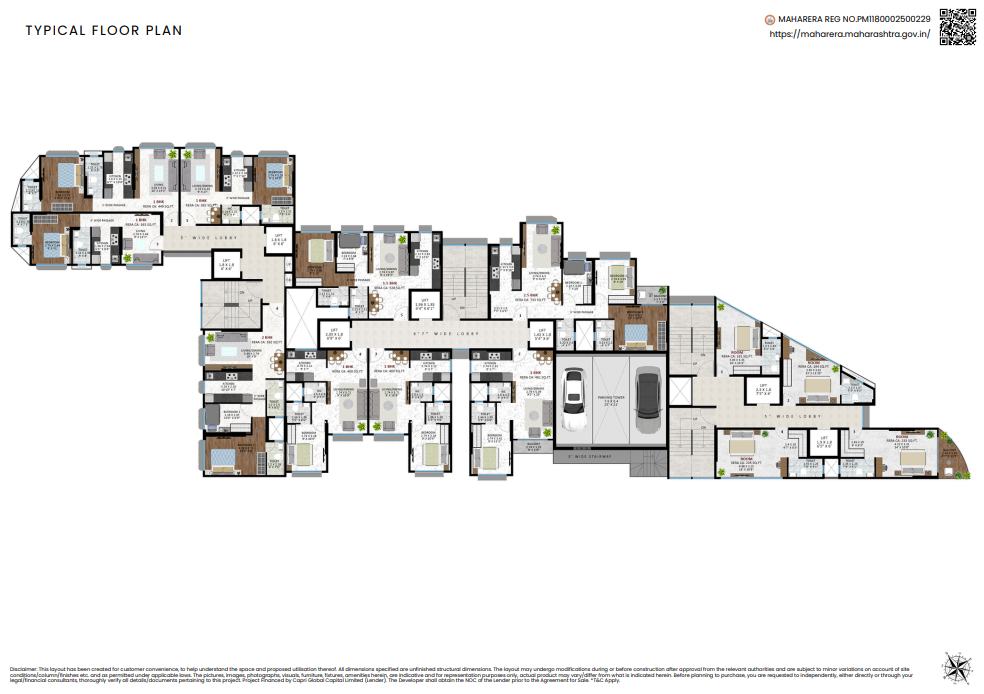 Typical floor plan of luxury residences at Agrawals Phoenix, Bandra East – Kherwadi, CodeName Aarambh