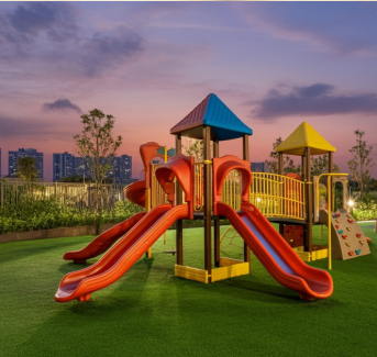 Kids playing steps and slider in garden at Agrawals Phoenix · Bandra East – Kherwadi · Codename Aarambh