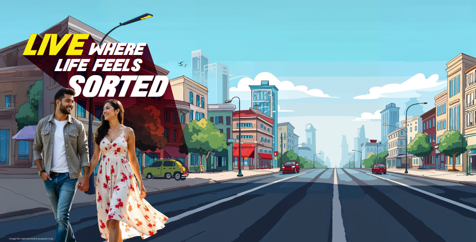 Couple walking on city street with buildings at Agrawals Phoenix · Bandra East – Kherwadi · Codename Aarambh